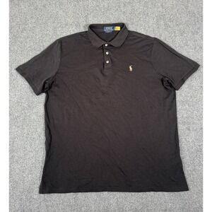Polo Ralph Lauren Polo Shirt Mens Large Black Classic Fit Preppy Stretch Cotton